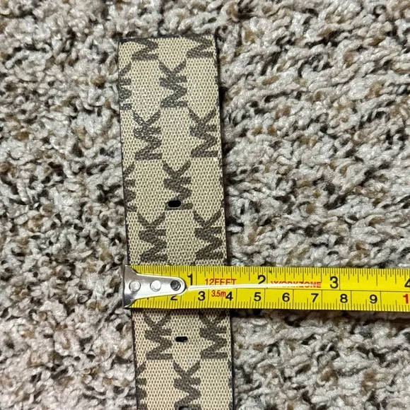 Michael Kors Reversible Leather MK Logo Belt Gold/Natural/Terracota